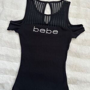 Bebe Black Cold Shoulder Top